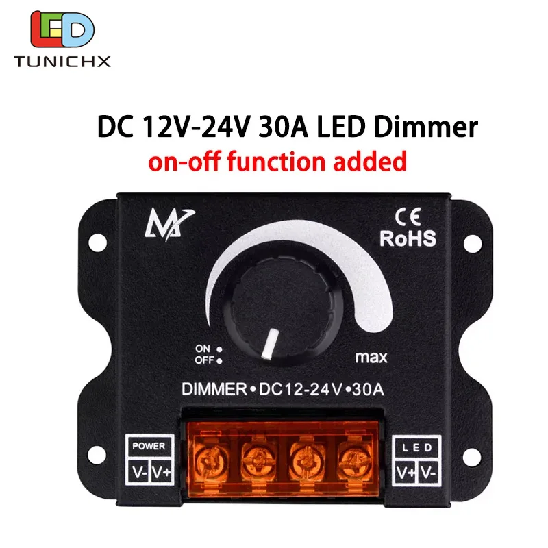 

DC 12V 24V 30A LED Dimmer Switch 360W Voltage Regulator Adjustable Controller For LED Strip Light Lamp LED Dimming Dimmers