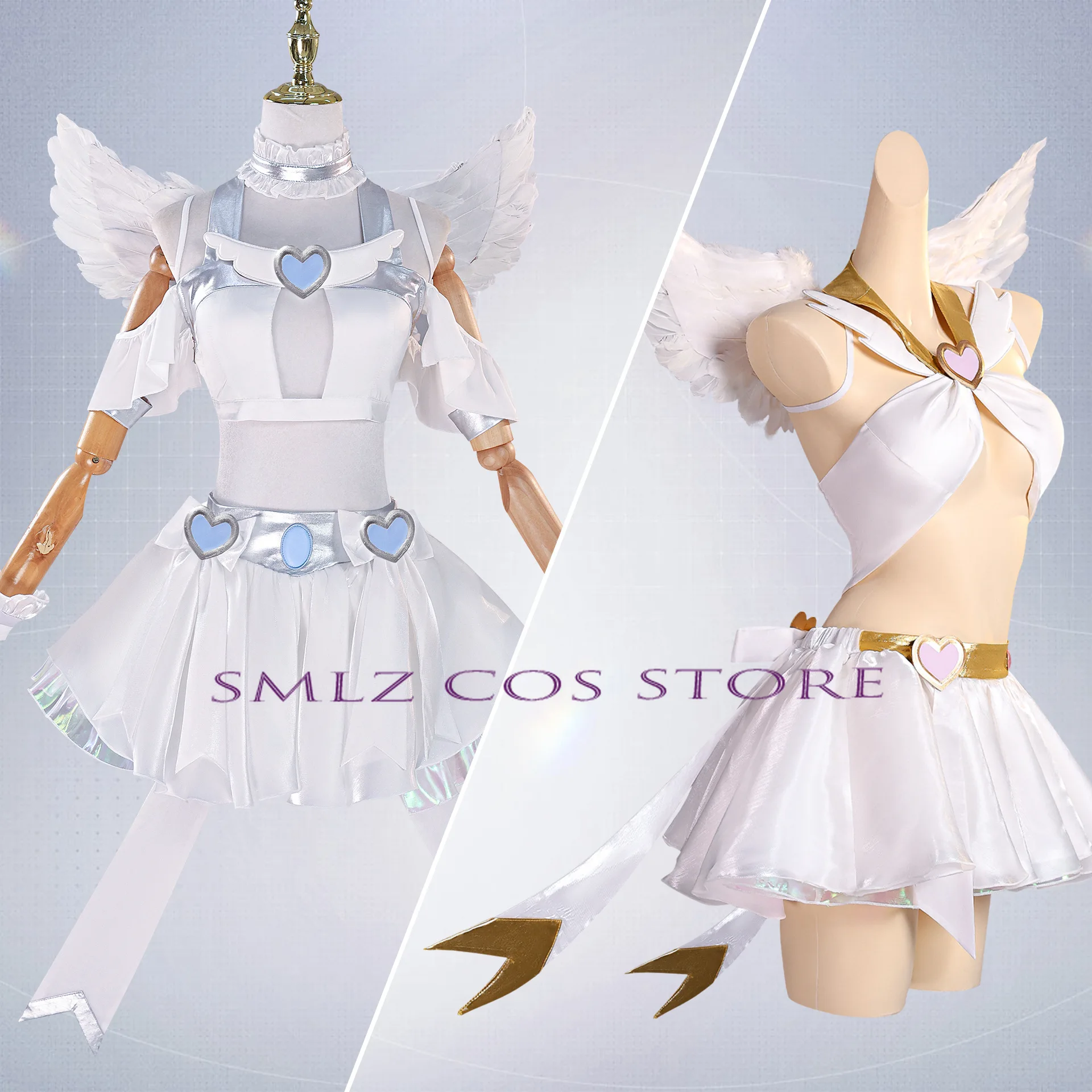 

2 Colors Anime Panty & Stocking with Garterbelt Cosplay S P Sisters Anarchy Panty Costume Dress Wing Set Halloween Party Outfit