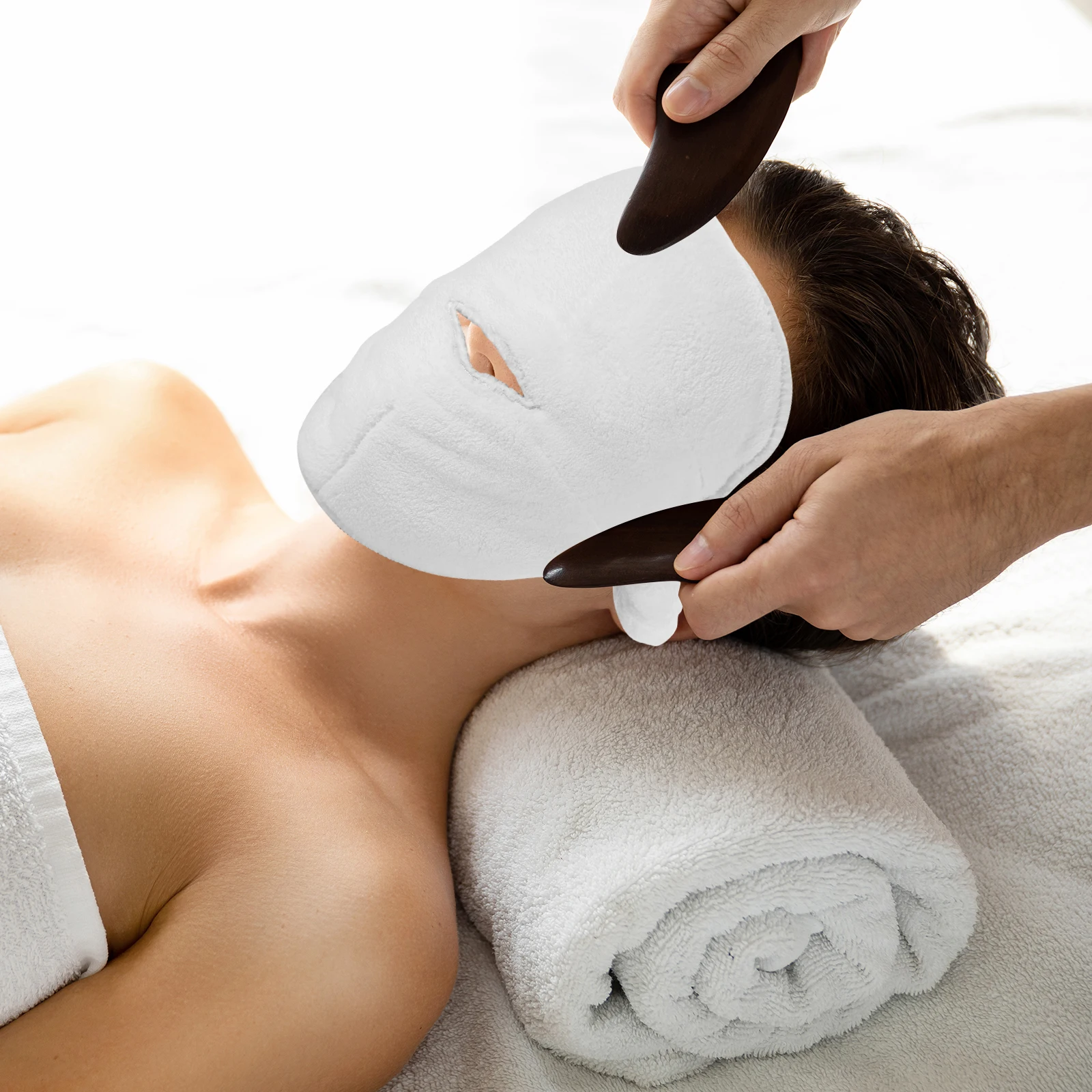 منشفة وجه مضغوطة باردة وساخنة قابلة لإعادة الاستخدام، منشفة باخرة للوجه لصالونات التجميل المنزلية والمنتجعات الصحية، تستخدم أداة قناع التجميل للعناية بالوجه #2