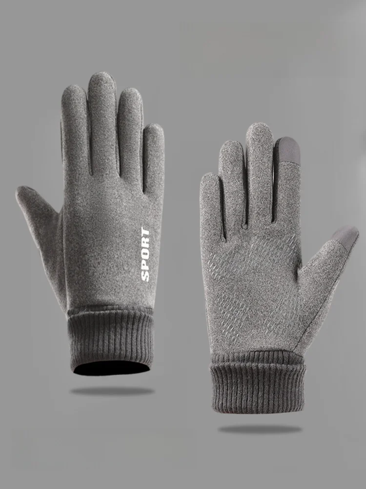 

Утепленные бархатные перчатки для мужчин и женщин: зимние, теплые, ветрозащитные, морозостойкие, для езды на велосипеде и вождения автомобиля, с противоскользящим покрытием, сенсорные, хлопковые