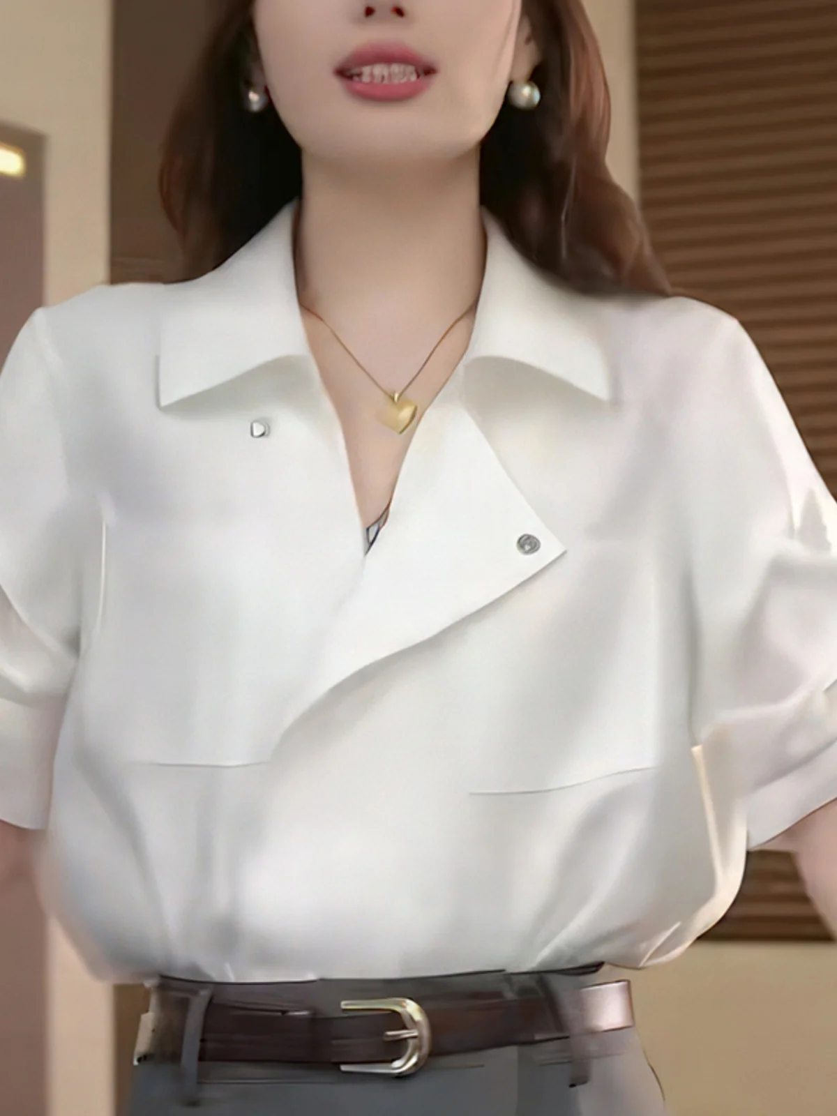 

White ort Sve Open Cardigan Korean Sle Faion Design Lightweight Luxury Summer New Arrival Women's irt