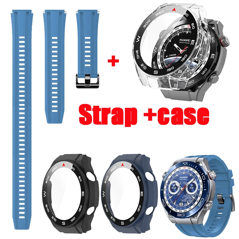 

Silicone Strap +Case for HUAWEI WATCH Ultimate Bracelet Replacement Watchband for Huawei Ultimate Watch/Official Same Wristband