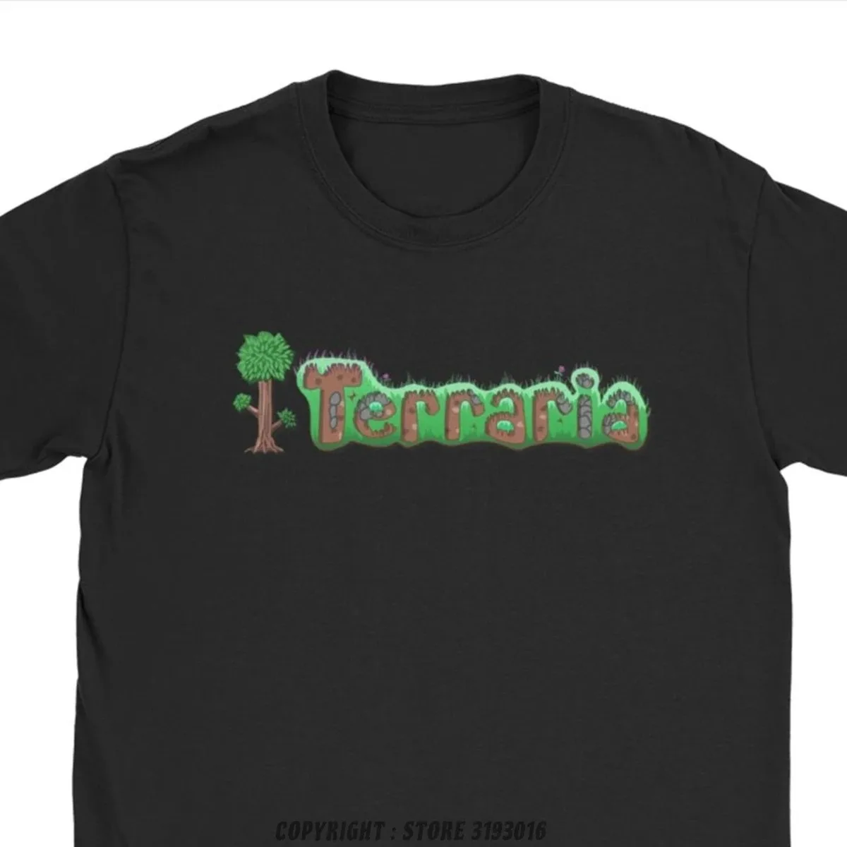 Men's T-Shirt Terraria Logo Vintage Cotton Tees Adult Camisas T Shirts Crewneck Unique Graphic Design Brand Tee Shirt Man