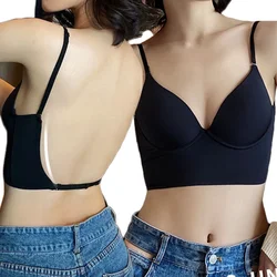 Sexy Beauty Back Bra Women Seamless Bras Lingerie Add Pad Fitness Yoga Bralette Female Wireless Vest Tops Solid Color Underwear