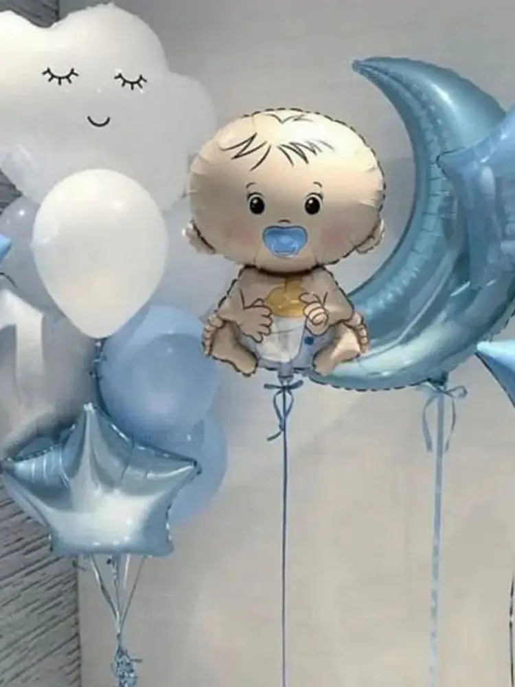 Jongens Meisjes Babyfopspenen Baby Volle Maan Leuke Cartoon Kleine Beer Folie Ballonnen Kit Babyshower Verjaardagsfeestje Decoratie Geschenken - afbeelding 2