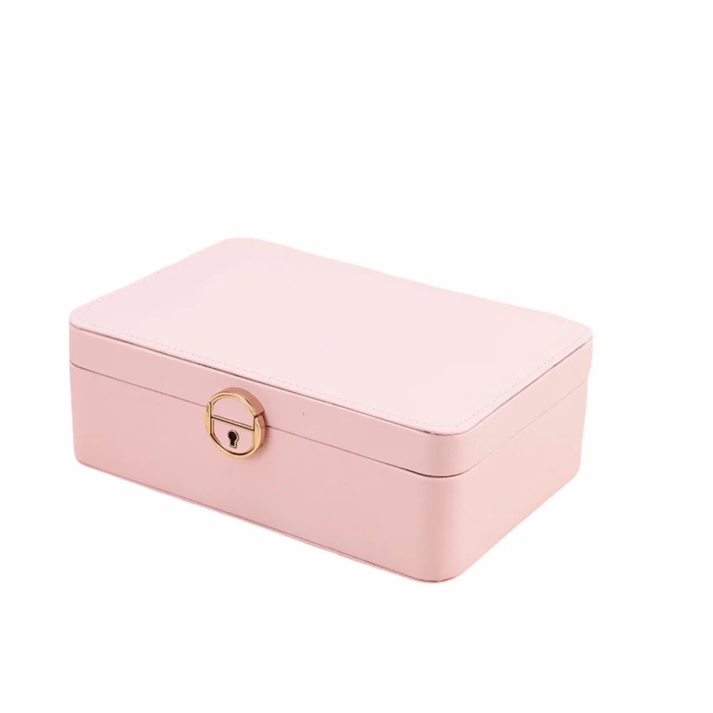 

PU Leather Jewelry Storage Box Double Layer Waterproof Jewellery Display Case Dustproof Locked Jewelry Storage Case