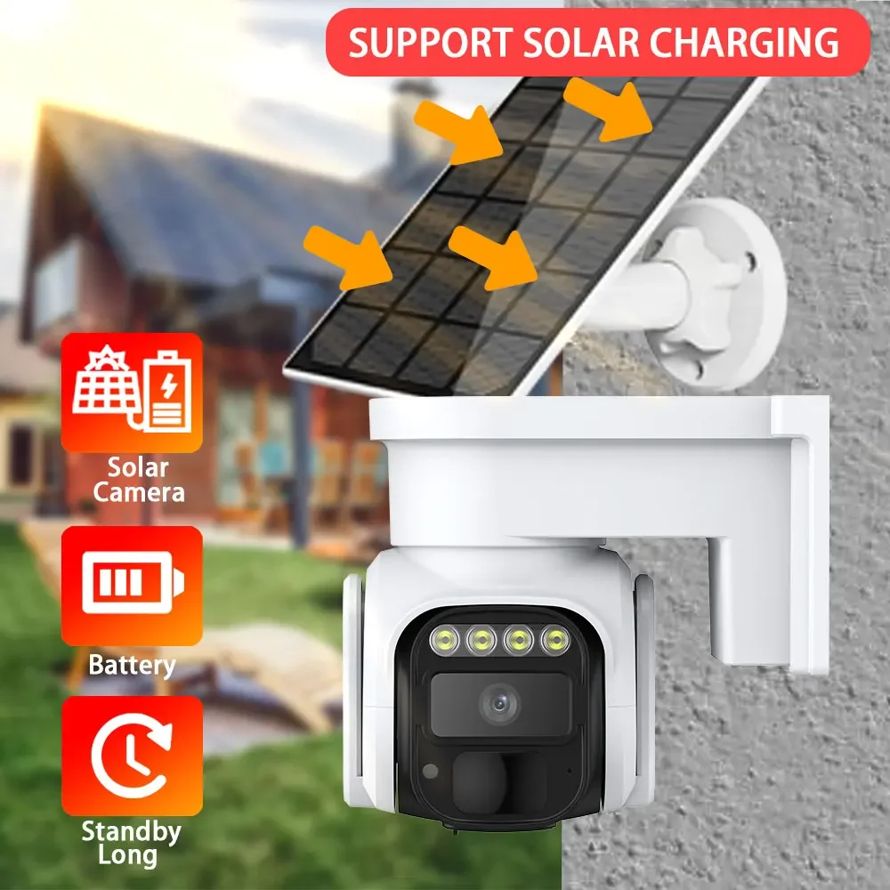 5MP 4G SIM Card Solar Camera Outdoor Waterproof Human Detection WIFI Wireless PTZ Security IP Camera  with Battery Powered