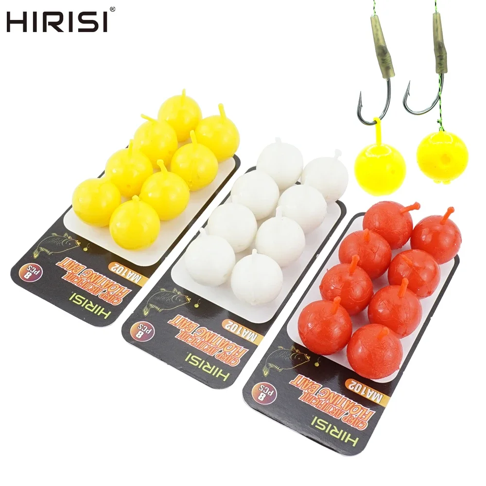 Hirisi 8pcs Floating Ball Bait Corn Flavor Fishing Float Beads Silicone Artificial Soft Bait Rubber Floats Ball Beads  ﻿MA102