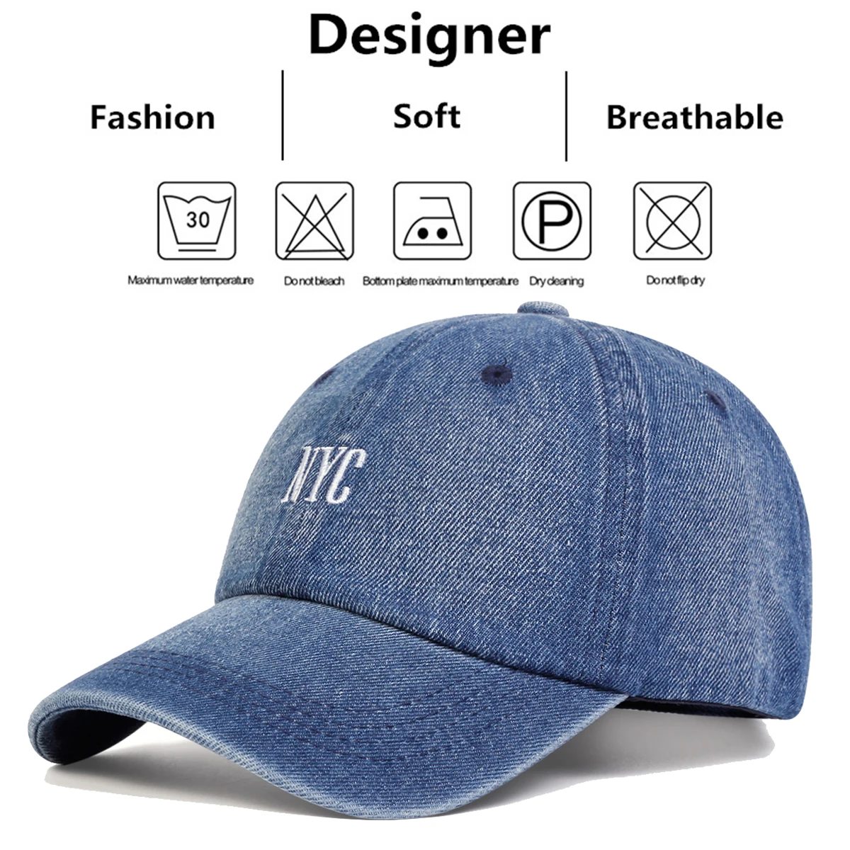 Unisex NYC haft Denim czapki baseballowe wiosna jesień na zewnątrz regulowany czapki na co dzień kapelusz przeciwsłoneczny