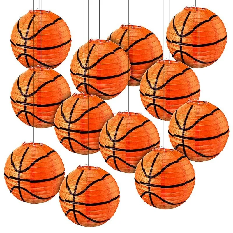 6PCS Football Paper Lantern Ceiling Football Party Lantern Sport Paper Hanging