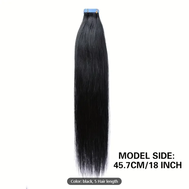 Vsr 26Inch Tape In hair extensions human hair Full Head Natural Black Straight  80Pcs Blue Glue Tape Hair Extensions For Women