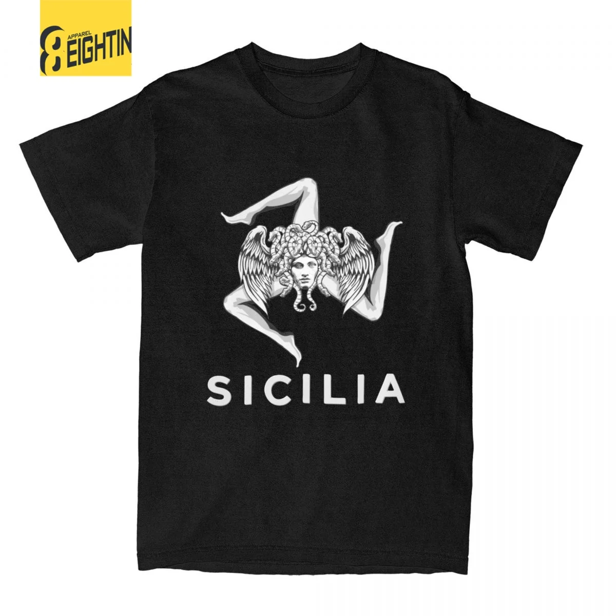 Sicilian Pride Sicilia Flag Trinacria Men's T Shirts Vintage Tee Shirt Short Sleeve O Neck T-Shirts 100% Cotton Gift Clothe