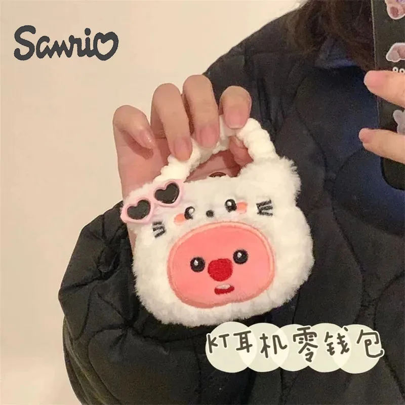 Sanrio Hello Kitty Anime Bag Kawaii Kuromi Pochacco Earphone Bag Cute Cosplay Beaver Cross Dressing Loopyed Plush Toy Coin Purse