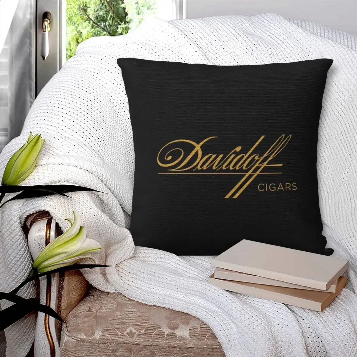 Davidoff Cigar Square Pillowcase Pillow Cover Polyester Cushion Decor Comfort Throw Pillow for Home Bedroom