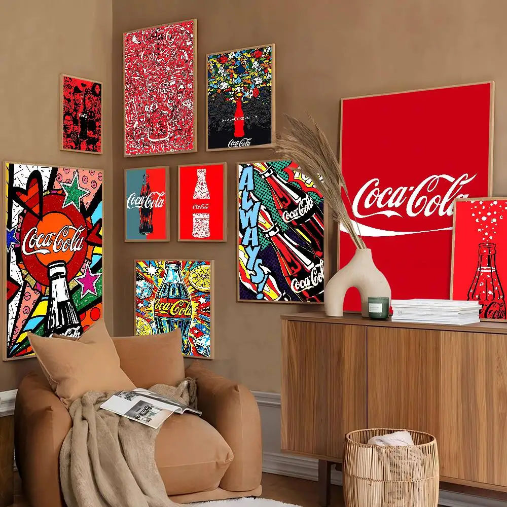 Pósteres Clásicos Vintage de Coca-Cola, Decoración, Pintura, Arte de Pared, Papel Kraft Blanco, Decoración Kawaii para Habitación