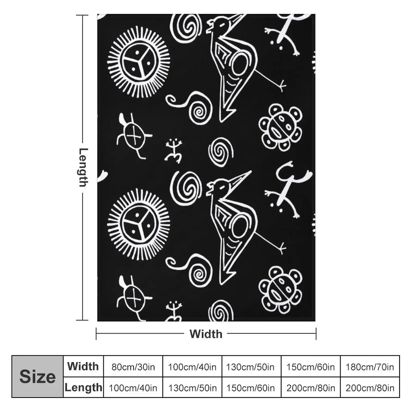 Taino Symbols | Black and White Taino Art Throw Blanket Decoratives Travel Plaid on the sofa Blankets