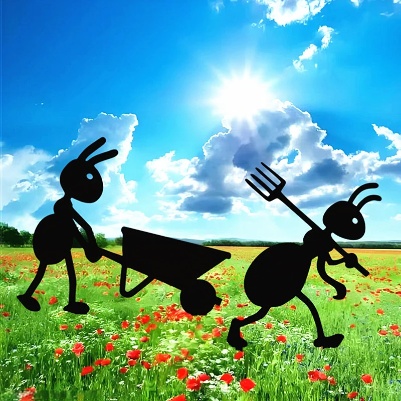 1Pc Garden Decor Ants Outdoor Metal Cute Cartoon Ants Ornaments Yard Art And Lawn Stakes For Backyard Gardening Decoration