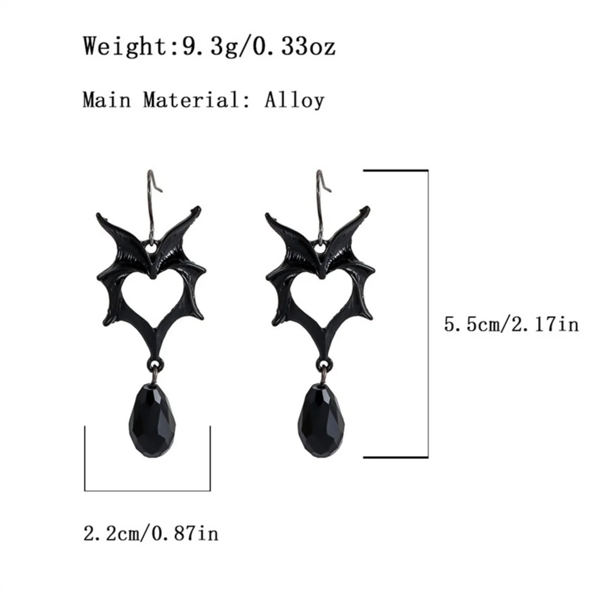 Halloween Schwarze Rote Fledermaus Wassertropfen Kristall Quasten-Ohrringe für Frauen Männer Gothic Cosplay Fledermausflügel Tier-Ohrring Schmuck – Detail 40