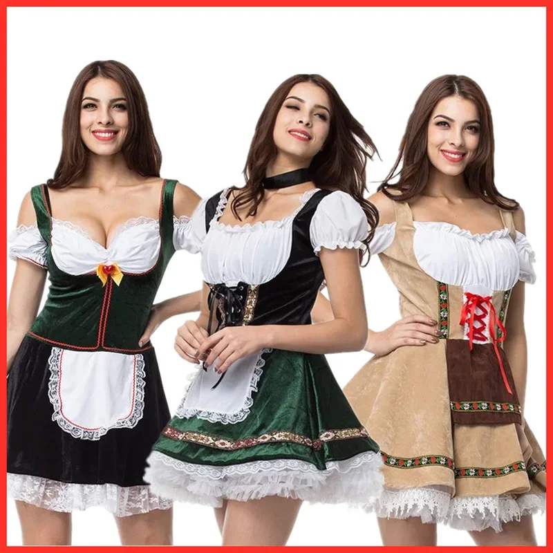 HN8 Oktoberfest mujeres Festival ropa de fiesta disfraz tradicional alemán bávaro vestido de cerveza Cosplay Halloween carnaval Outfi8...Gf