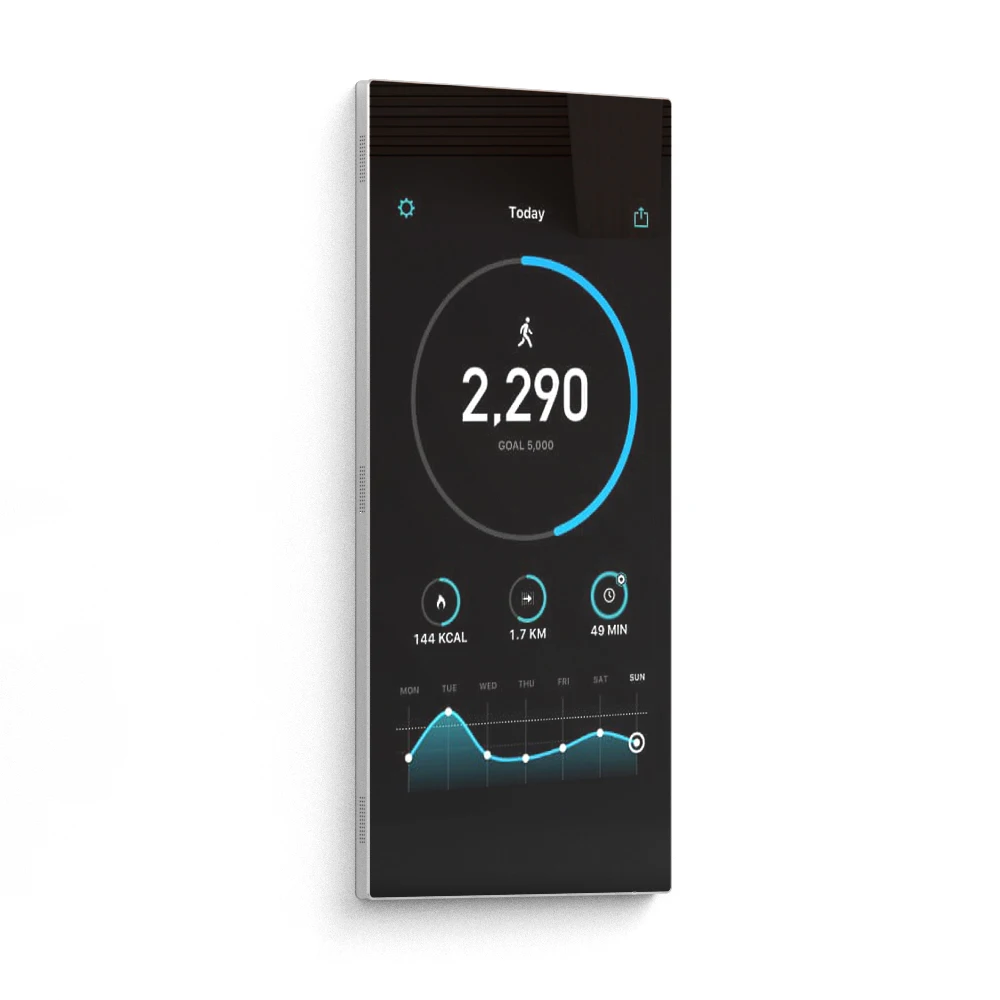 43-calowe magiczne lustro do selfie, montowane na ścianie, z interaktywnym ekranem dotykowym LCD, Wi-Fi, systemem Android, inteligentne lustro fitness.