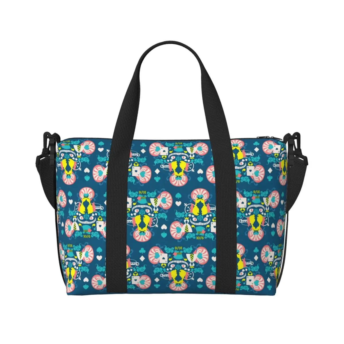 

Custom Alice In Wonderland Beach Tote Bag Women Anime Large Compartment Beach Gym Travel Bags