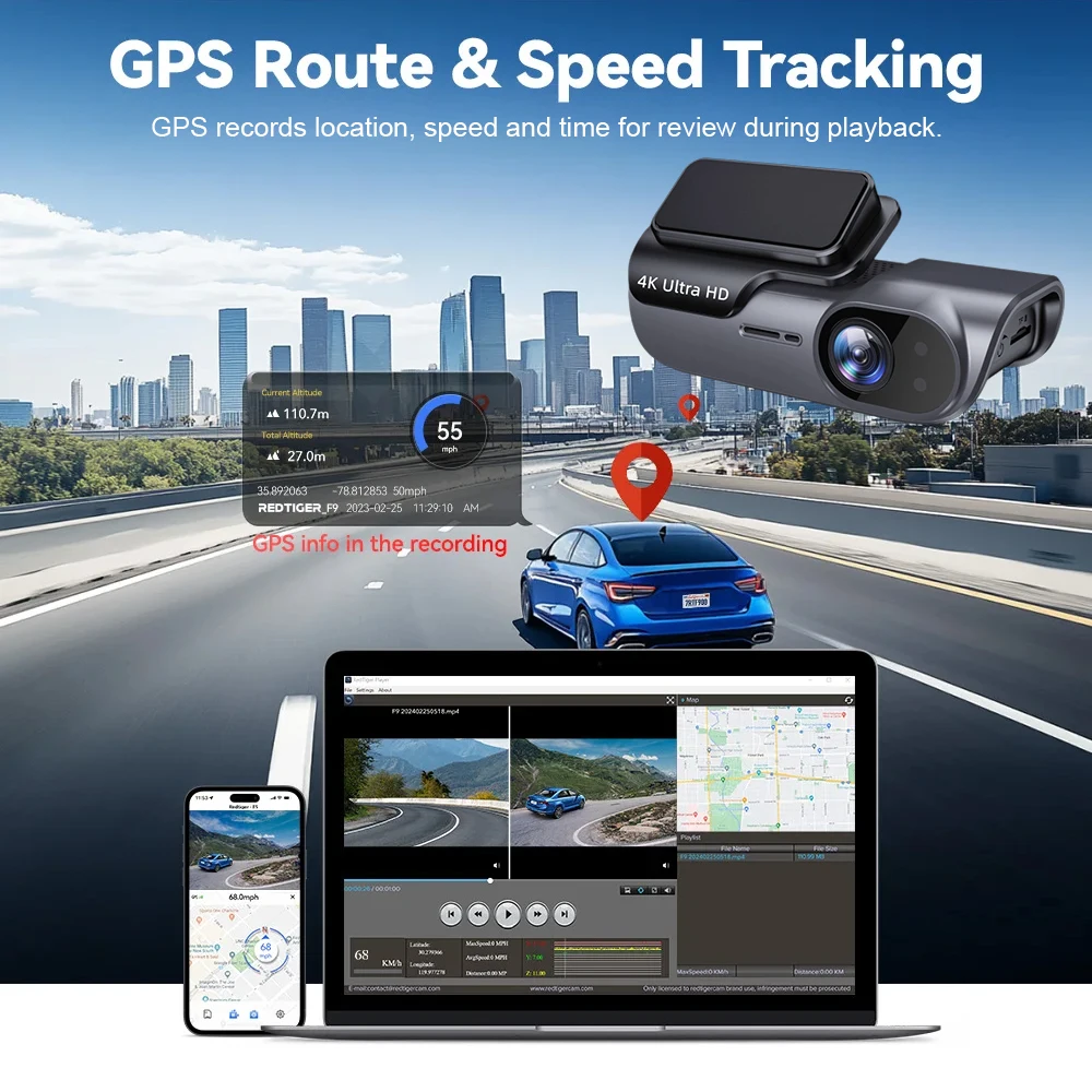 ACCEO 4K 차량용 블랙박스 전방 카메라 DVR 야간 시야 GPS WiFi 24시간 주차 영상 녹화 루프링 자동 녹화 기능 탑재 썸네일 5