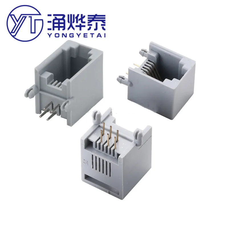 

YYT 10 шт. RJ11 RJ12 серая 6P6C телефонная розетка с кристальной головкой Женская розетка