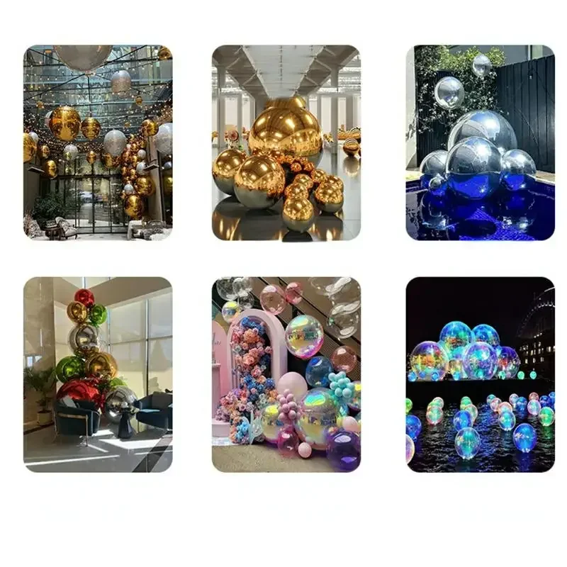 Solid Color Double-Layer Thickened Inflatable Mirror Ball Reflective Balloon for Shopping Mall Events Weddings Stage Decorations