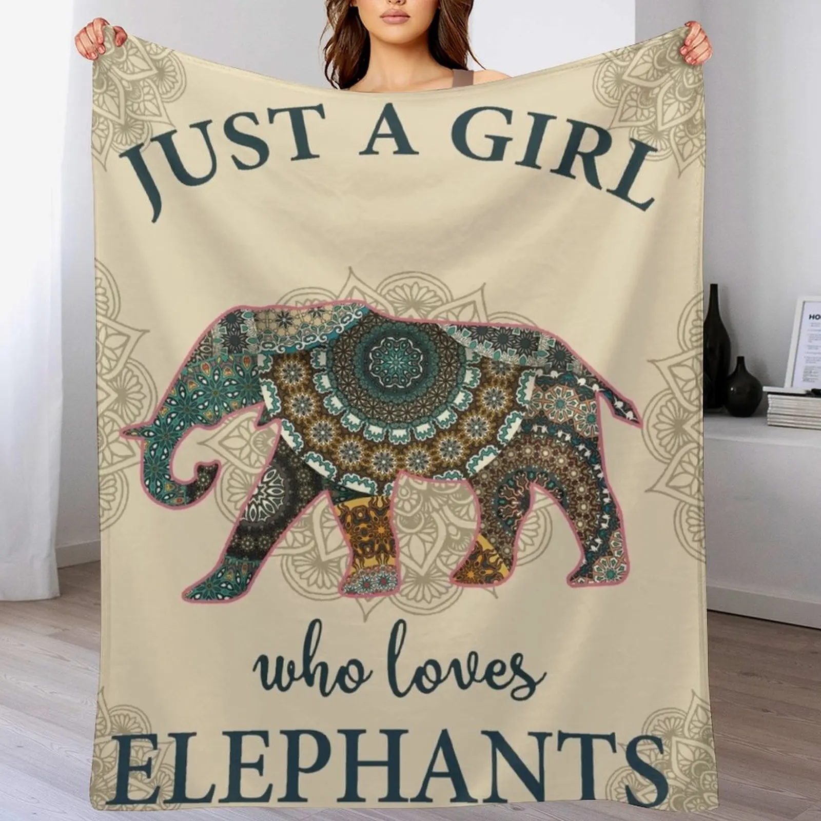 

Just A Girl Who Loves Elephants Mandala Throw Blanket Moving cosplay anime Plaid Soft Plaid Blankets