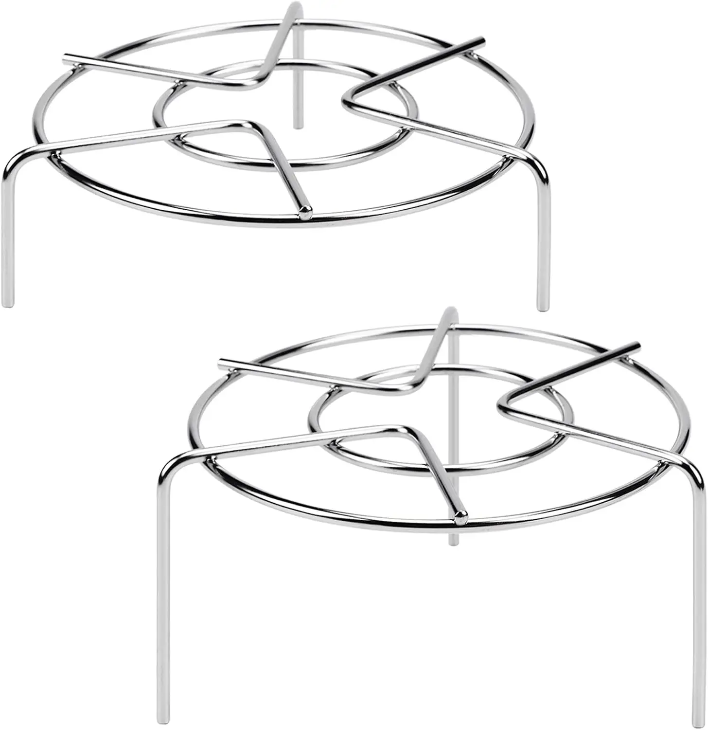Steam Rack, 2PCS (2-4/5'and 2' Tall) Instant Pot Trivet, 6.3' Round | Fits 3 Qt and 6 Qt Instant Pots, 18/8 (304) Stainless Stee