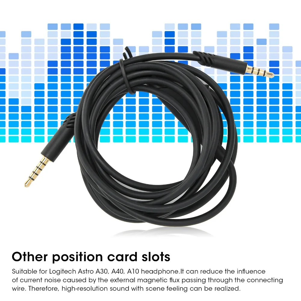 3.5mm Headphone Cable 2m/6.6ft Volume Control Audio Line Plug and Play Replacement Cable for Logitech Astro A10 A30 A40