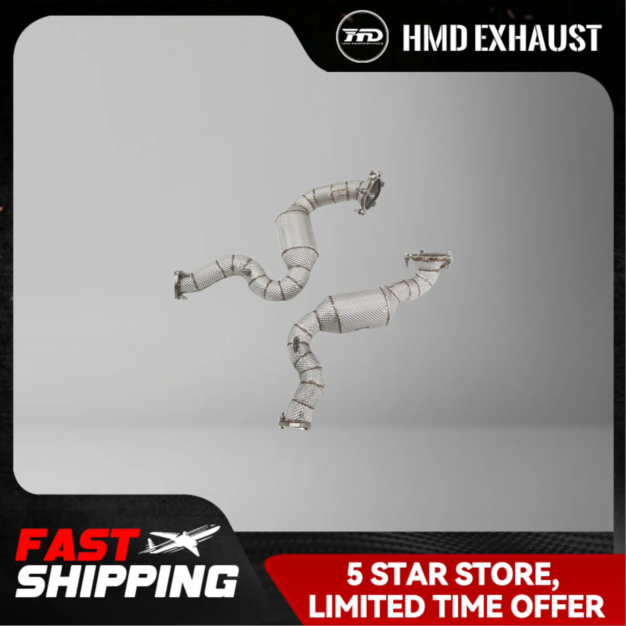 

HMD Exhaust Downpipe for AUDI S8 D4 4.0T SS304 with Catalytic Converter Free upgrade of heat shield DIY Design