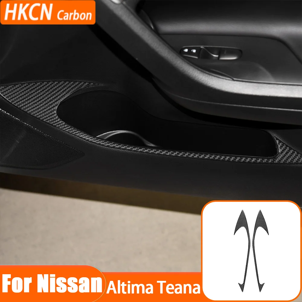 

Carbon Fiber Front Door Storage Frame Decoration Car Interior Accessories Trim Sticker Decals For Nissan Altima Teana 2013—2018