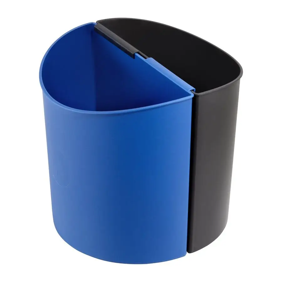 

Deskside Small Trash Can Recycling Bin Combo, 3 Gallon, For Kitchen, Office, Indoor Use, Black Blue