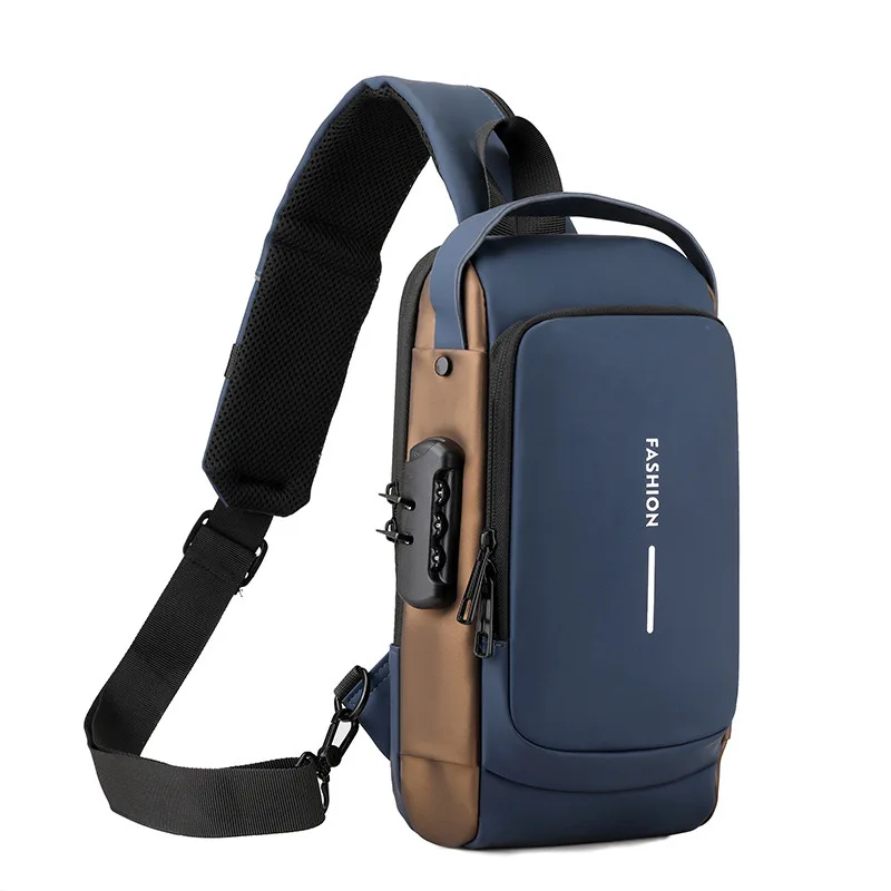 2026 Multifunction Anti-theft Classic Black Men's Chest Bag with USB Port, Durable Waterproof Crossbody Sling Backpack for Men
