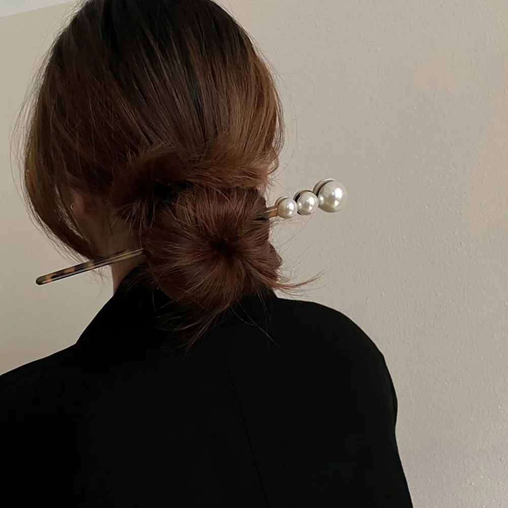 

Заколка для волос с жемчугом в стиле ретро Hanfu, большая палочка для волос, инструмент для прически в древнем стиле, создатель булочек для волос для женщин, жемчужная заколка для волос