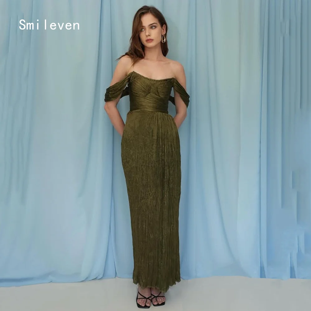 

Smileven Luxury Mermaid Prom Dress Off The Shoulder Party Gowns Noval Boat Neck Formal Pleat Occassion Dress Customized 2026