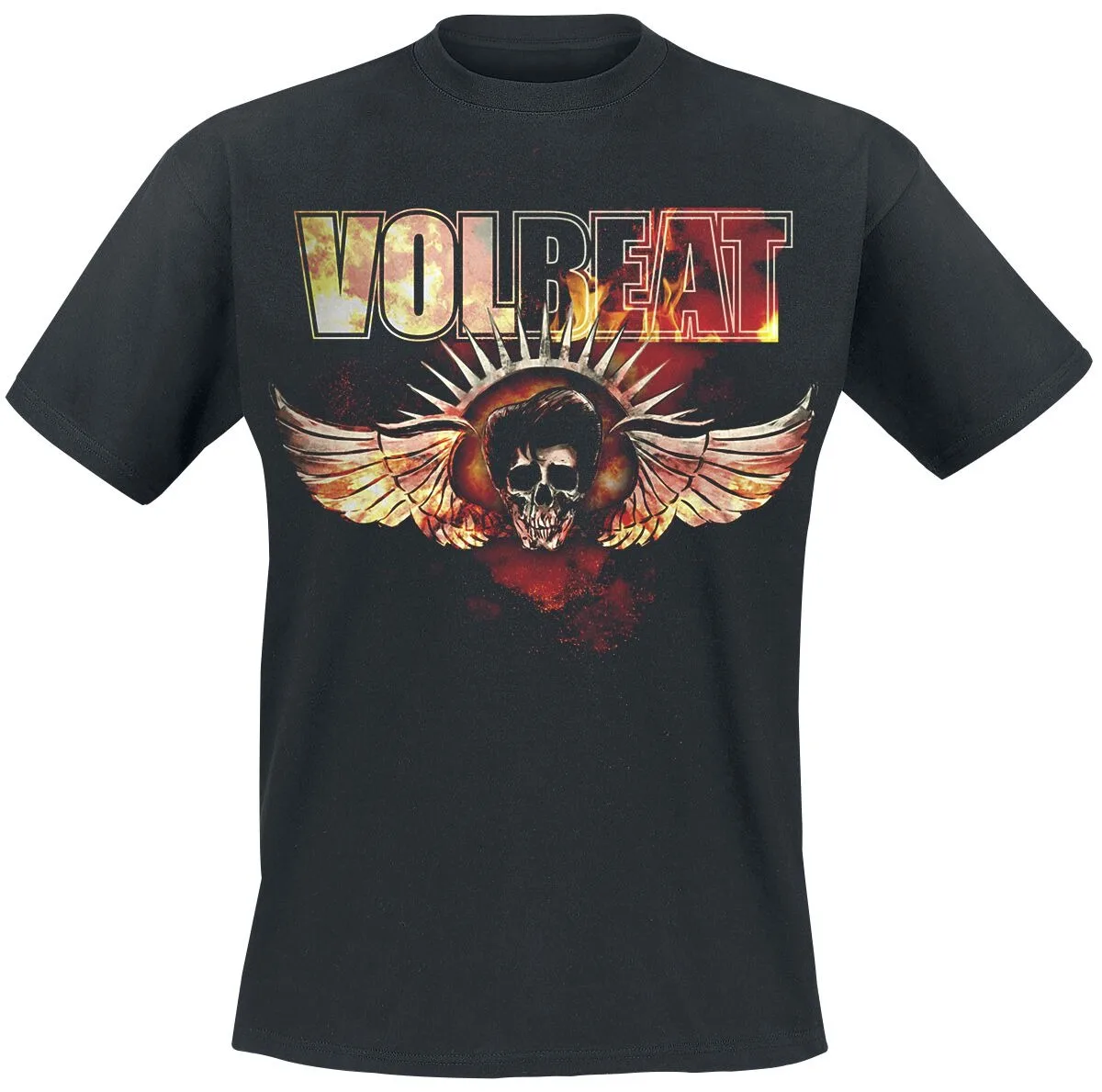 

Crew Neck T - Shirt with Volbeat Winged Skull Rock Star Creative - Inspired Graphic Featuring Rock Art for Fans Volbea