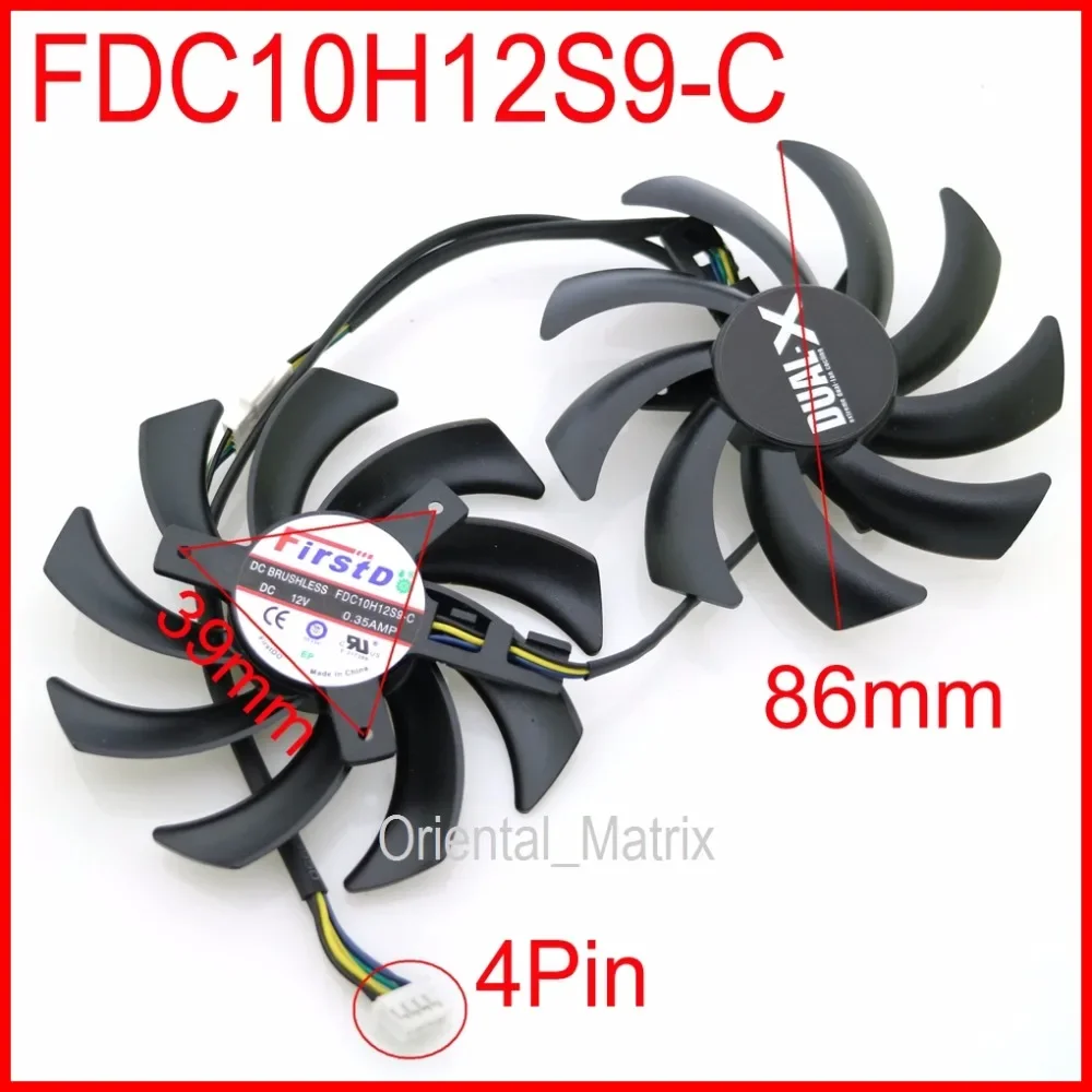 2pcs/lot FDC10H12S9-C 86mm 0.35A 4Pin For XFX R9 270X 280X 290X Graphics Card Cooling Fan