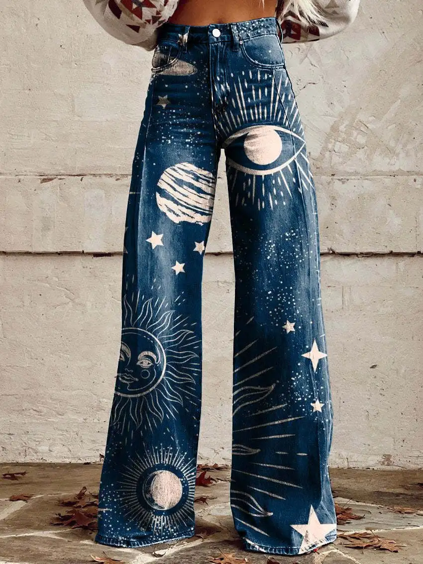 

Casual pants, wide-leg cut fits well, women's jeans in large size, comfortable cut of women's jeans, flared pants, a new pair.