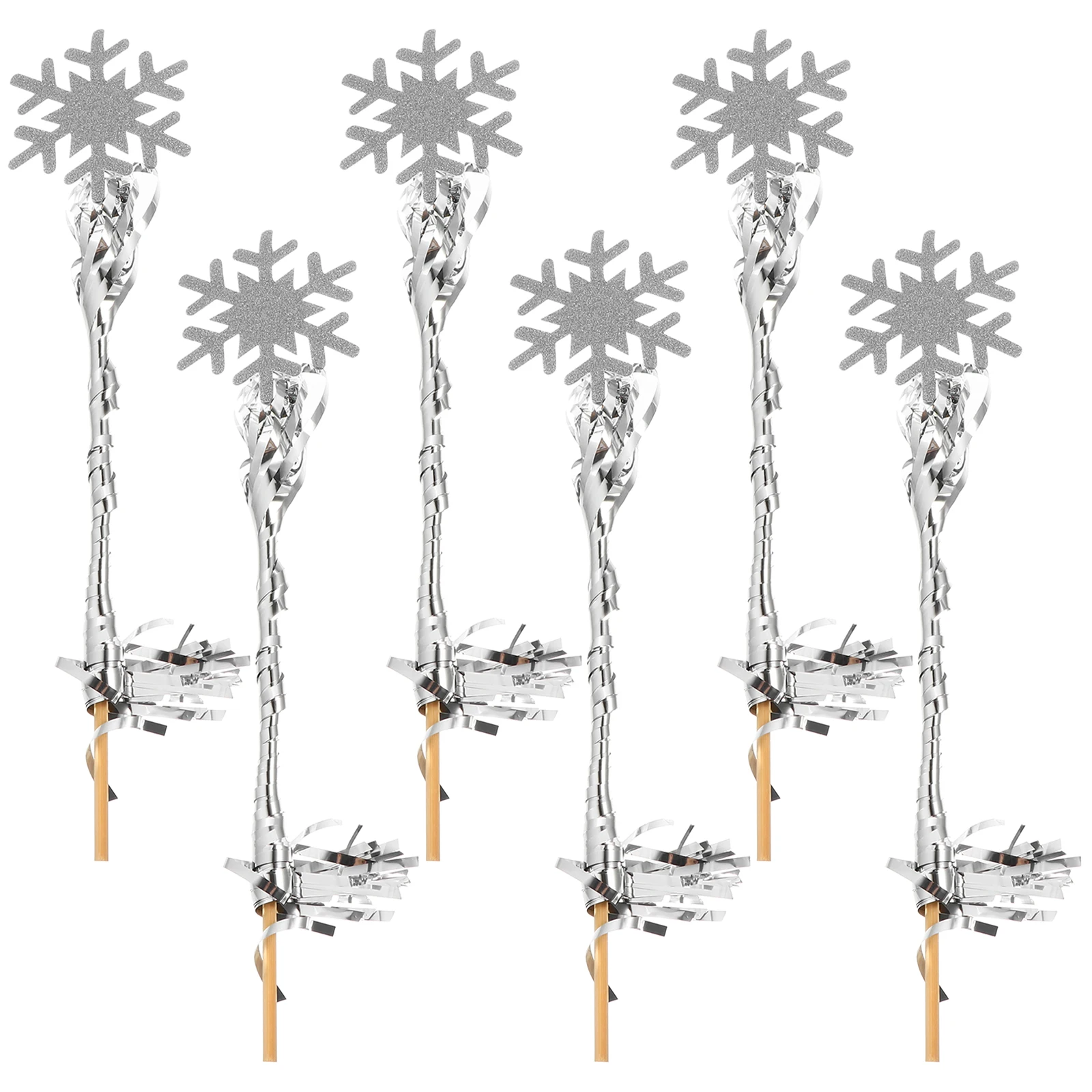 

6pcs Snowflake Wands For Wedding Party Holiday Performance Wedding Fairy Wand Decor Props Party Favors