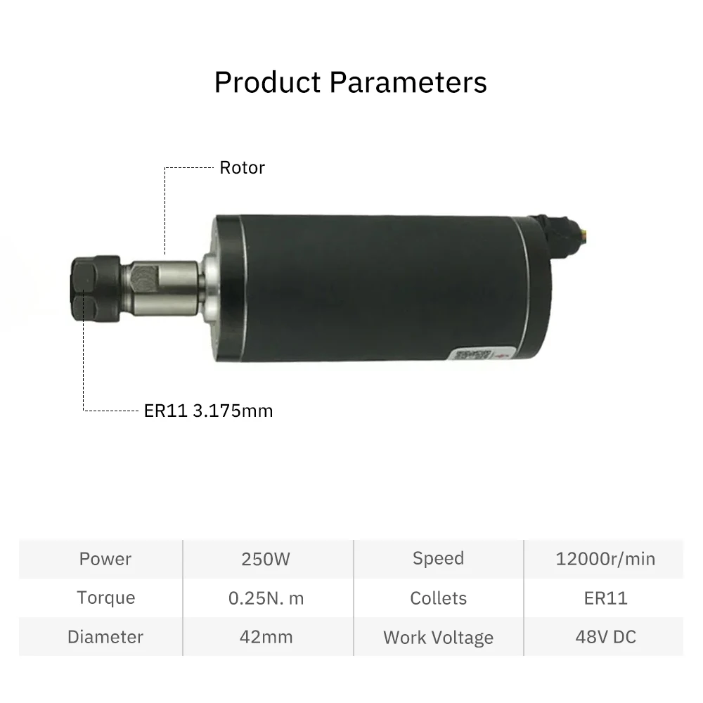 BLDC Brushless Spindle Drive Power Kit 48V 36VDC Motor with Hall Sensor ER16 ER11 6000rpm CNC Router Machine Wood Plastic PVC