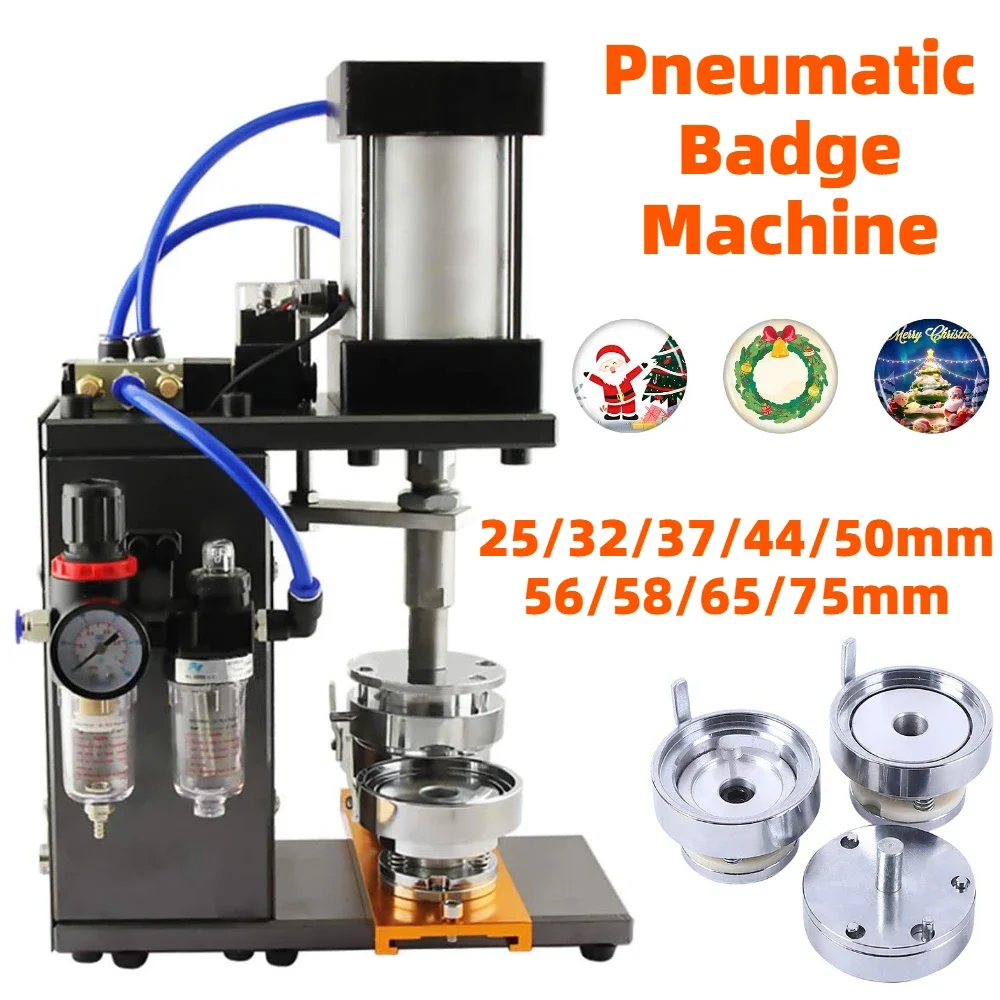 Pneumatic Badge Machine 25mm-75mm Press Card Machine DIY Badge Making Equipment Semi-automatic Production Mold Can Be Replaced