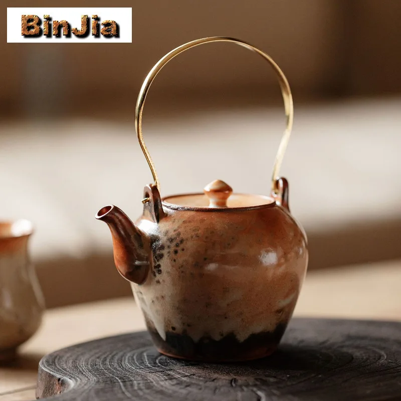 

200 мл фарфоровая подъемная ручка под дерево, чайник, антикварный чайник, горшок для заварки чая, чайник с ситечком, аксессуары для набора чая, подарок