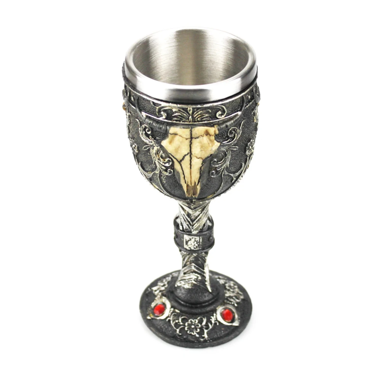 Best Gothic Halloween Gifts - Retro Stainless Steel & Resin Wine Glass with Dragon Claw Skeleton - Unique Gothic Wine Goblet Dri