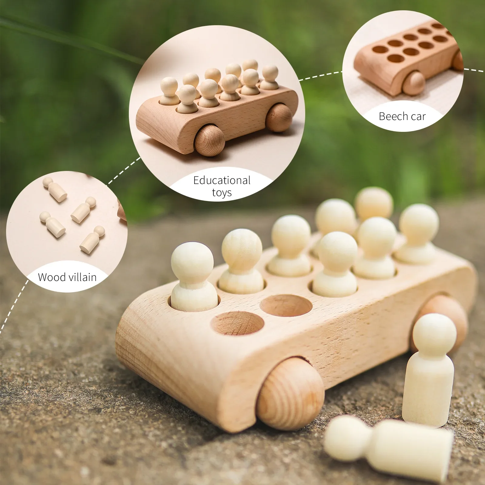 Wooden Montessori Toys For Babies Beech Hand Cart 10pcs DIY Wood Dolls Educational Toy For Babies Baby Room Decoration Baby Gift