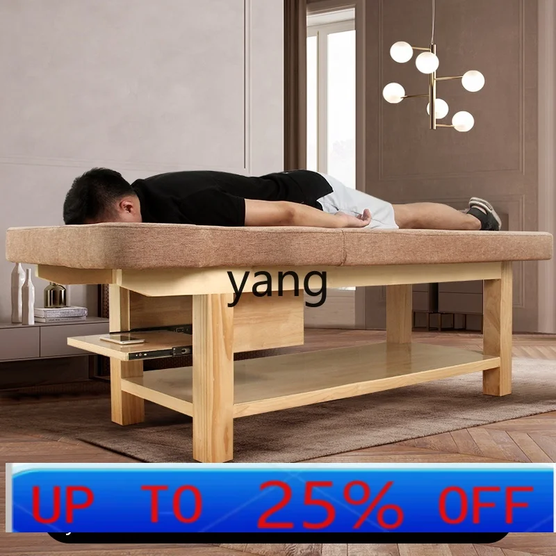 

lmm Solid Wood Massage Facial Bed Beauty Salon Special with Armrest Massage Bed