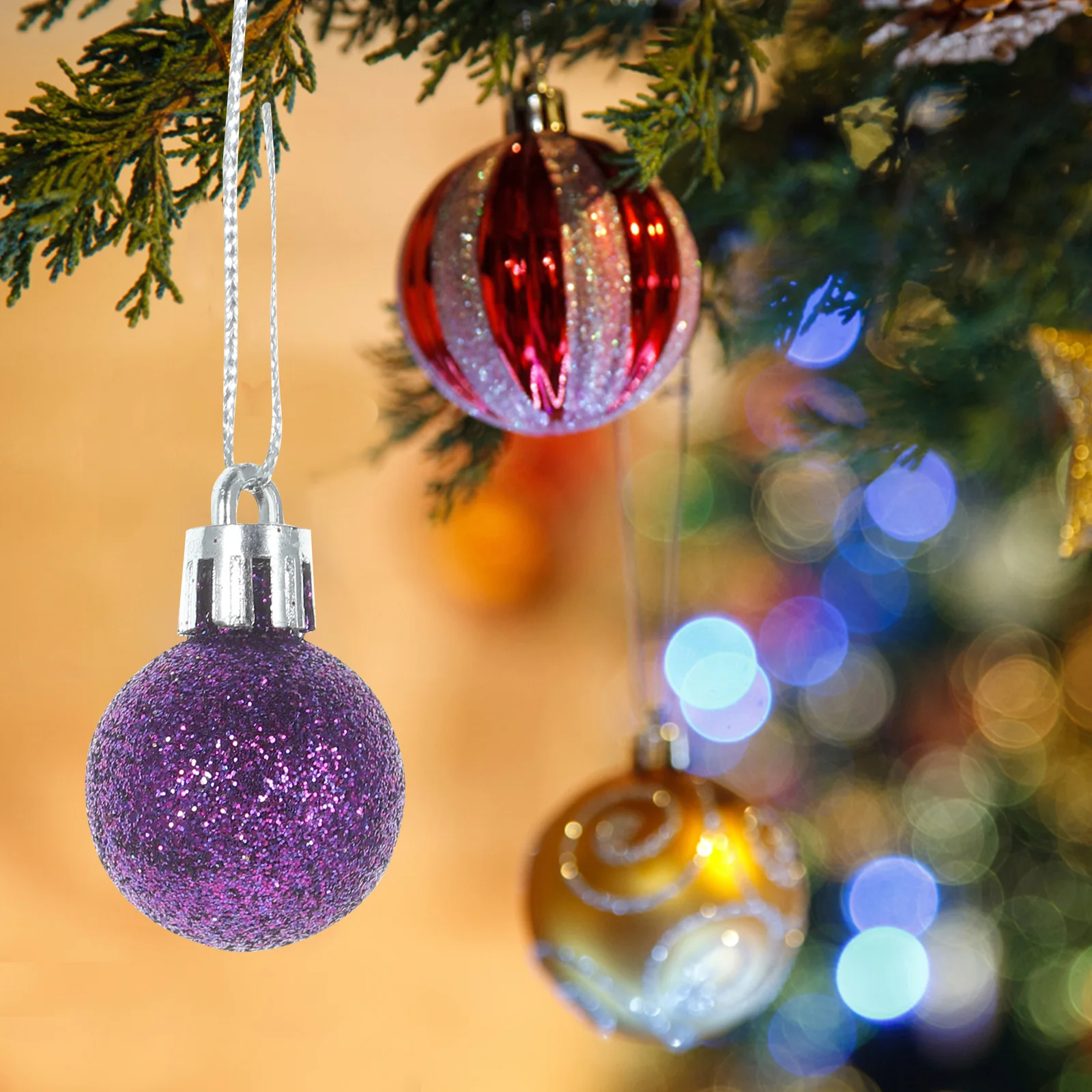 

80pcs Glitter Christmas Balls Multi-Color Xmas Hanging Tree Ornaments Festive Decorative Ball Pendants For Holiday Party