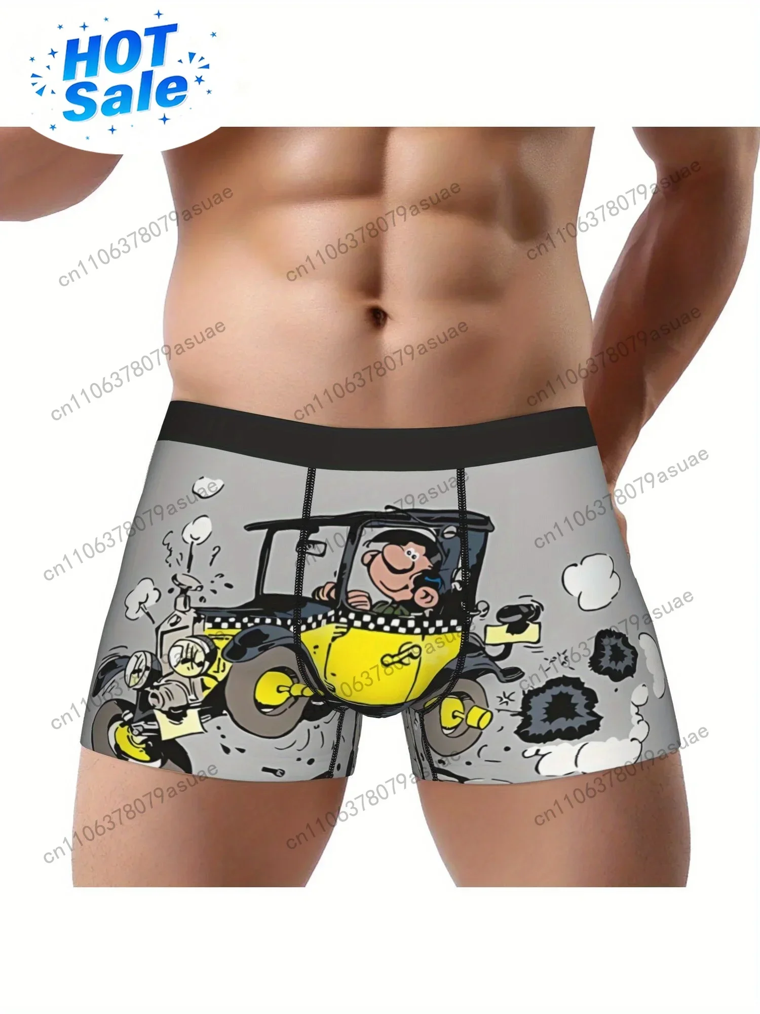 Gaston Goof In Car Underpants Breathable Stretchy Boxer Briefs with Vibrant Cartoon Print Comfort Fit for Men Casual Att Black