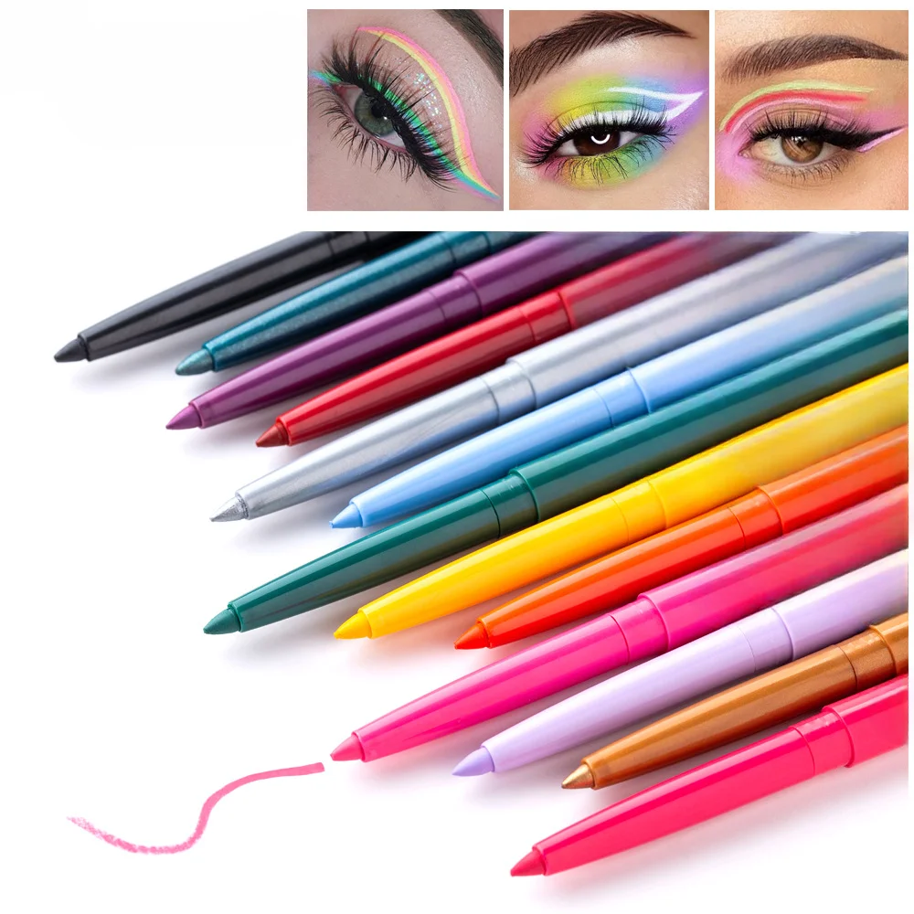 Korean Matte Eyeliner Gel Pencil Easy To Wear Colorful White Yellow Blue Eye Liner Pen Cream Women Eye Makeup Cosmetics